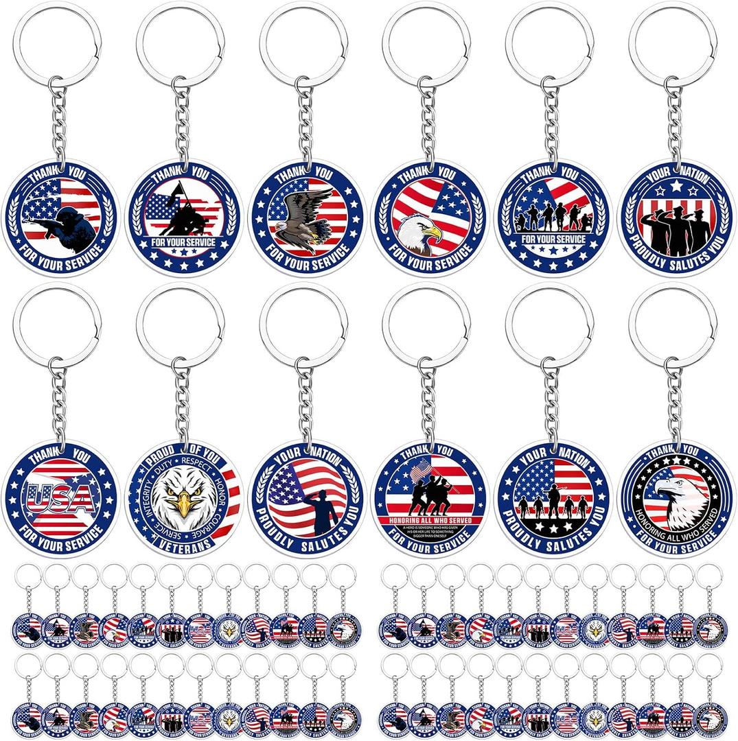 Sureio 120 Pcs Veterans Day Keychain Gifts Bulk - Thank You for Your Service Patriotic USA Military Retirement Appreciation Keychain Favors Sureio 120 Pcs Veterans Day Keychain Gifts Bulk - Thank You for Your Service Patriotic USA Military Retirement Appreciation Keychain Favors