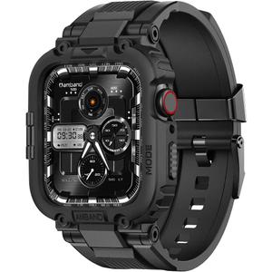 amBand Bands Compatible with Apple Watch 9/8/7/6/5/4 & SE 3/2/1 45mm/44mm Case for Men, M1 Sport Series Rugged Case Protective Cover for iWatch SE3/SE2/6/SE/5/4 44/45 mm Men Black