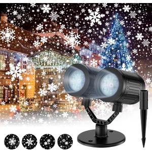 Christmas Snowflake Projector Lights Outdoor,Timer Setting Double Head Snowfall Led Lights Waterproof,Landscape Decorative Lighting Projection Lamp for Xmas Holiday Wedding Indoor Garden Patio