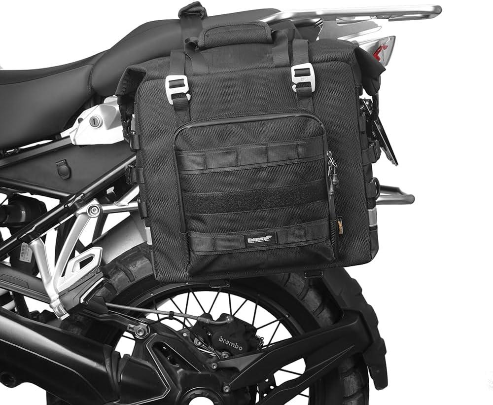 Rhinowalk Motorcycle Saddlebags - Waterproof Luggage Bags with Quick Release - 25L Fits Most Adventure and Sports Bike Racks (Black, 1 Pack) (Black 25L, Black 25L)