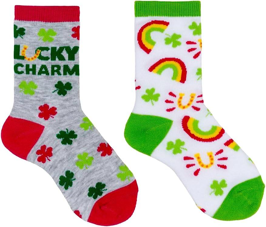 Everything Legwear Kids St. Patrick's Day Crew Socks (2 Pair) - Fits Kids Shoe Size 9-3