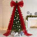 Extra Large Christmas Tree Topper Bow 70 x 36 Red Giant Oversized Tree Bows Tulle Christmas Wreath Bow with Long Streamers for Home Party Wedding Car Holiday Decor Supplies