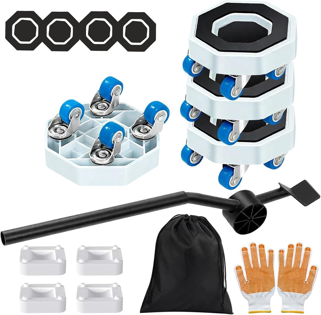 16pcs New Upgrade Furniture Movers with Wheels,360 Rotating Furniture Sliders for Sofa, Bed, Cabinet,Furniture Dolly Includes Storage Bag, Gloves, Extended Pry Bar,Non-Slip Pads
