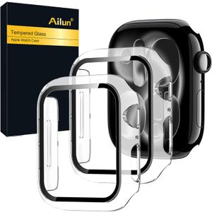 Ailun for Apple Watch Series 11/10 Screen Protector Case [42mm], Ultra-Thin Hard PC Case Built in Tempered Glass for iWatch, Shockproof Cover with Button [2 Pack][Clear] (Transparent)