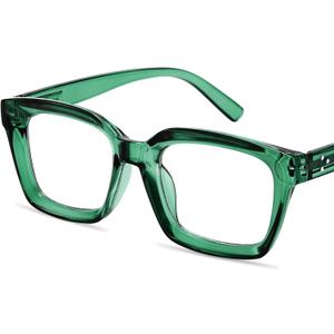 IBOANN Oversized Blue Light Glasses for Woman, Funky Fashion Glasses With Preppy Look, Reduce Screen Fatigue Computer Glasses (Medium, Basil Green)