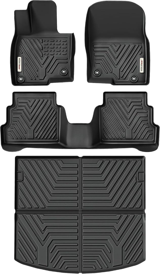 YITAMOTOR Floor Mats & Cargo Liner Fit for Mazda CX-5 2017-2025, TPE All Weather Custom Fit Floor Liners for Mazda CX5, 1st & 2nd Row and Trunk Liner Car Mats Set Accessories, Black
