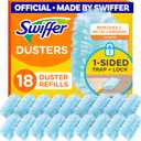 Swiffer Dusters Refill for Cleaning, Made by SWIFFER, Feather & Microfiber Duster Disposable Alternative, for Dusting Furniture, Blinds, Ceiling Fans, Walls, Helps Remove Allergens, Unscented, 18ct