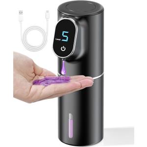 Hand Soap Dispenser,Touchless Soap Dispenser Bathroom Kitchen,Automatic,Hands-Free,Rechargeable,5-Level Adjustable,LED Screen Display,320ML 10.8OZ (Gel-Black)