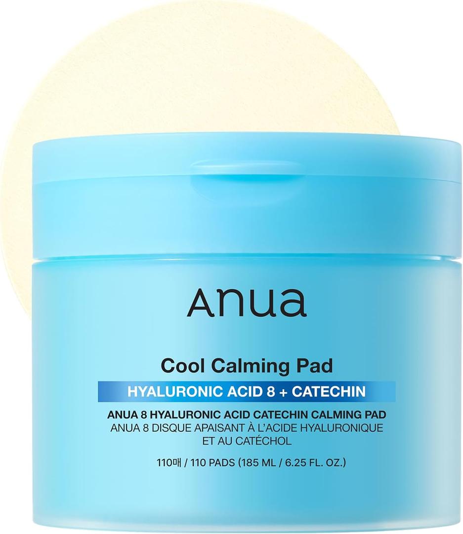 Anua 8 Hyaluronic Acid Catechin Calming Pad, Pore Care & Cooling Effect with Korean Toner pad, Quick & Easy Hydrating Daily Face Mask, Makeup Prep Routine, Korean Skin Care (110 Pads)