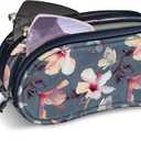 FINTIE Double Sunglasses Case, Soft Portable Eyeglasses Pouch with Carabiner Clip, Dual Zipper Compartments for Men Women (Blooming Hibiscus)