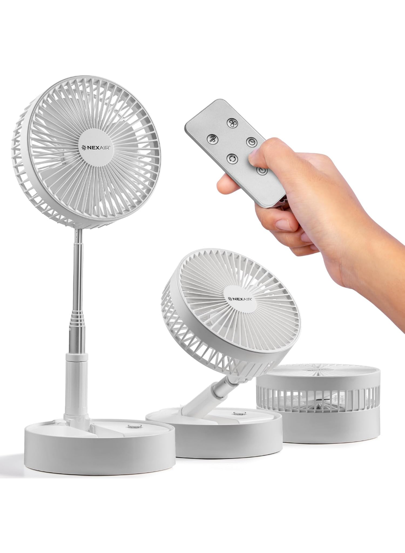 " Foldable Fan, Oscillating 4 Speed Portable Fan Adjustable Height 14”–40", Remote Controlled folding Fan with 10,000mAh Rechargeable Battery, Quiet Floor Fan For Bedroom, Great Fan For Travel