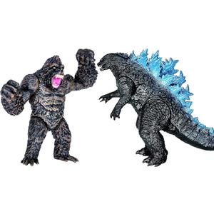 TwCare Set of 2 Monster Figure King of The Monsters vs King Kong Toys, Movable Joints Action Movie Series Soft Vinyl Toy Figures, Travel Bag