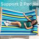 SUPERJARE Hammock with Stand, 2 Person Heavy Duty Hammock with Padded Cotton, Detachable Pillow & Strong Curved-Bar & Portable Carrying Bag, Perfect for Outdoor & Indoor - Dark Cyan
