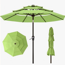 10ft 3 Tier Patio Umbrella, Outdoor Market Table Umbrella with UPF 50+ Vented Canopy, 8 Sturdy Ribs, Easy Push Button Tilt and Crank, Windproof for Deck, Pool, Backyard and Garden