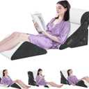 4Pcs Orthopedic Bed Wedge Pillow Set, Wedge Pillow for Sleeping, Adjustable Incline Elevated Memory Foam Wedge Pillow for Post Surgery, Snoring, Back, Leg Pain, Acid Reflux Relief