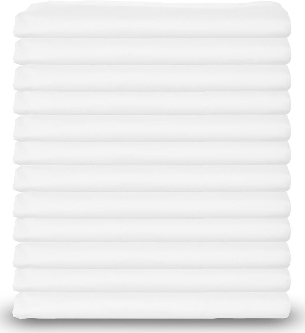 White Classic White Cotton Pillow Cases Standard Size Set of 12, Heavy Weight Quality Pillowcase with T-200 Thread Count, Elegant Double Stitched Tailoring Pillowcases, Pillow Covers 20x30 Inch