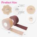 Boob Tape,2 Rolls Breast Tape With 10 Pairs Disposable Nipple Covers,Breast Lift Tape for A-E Cup Blue