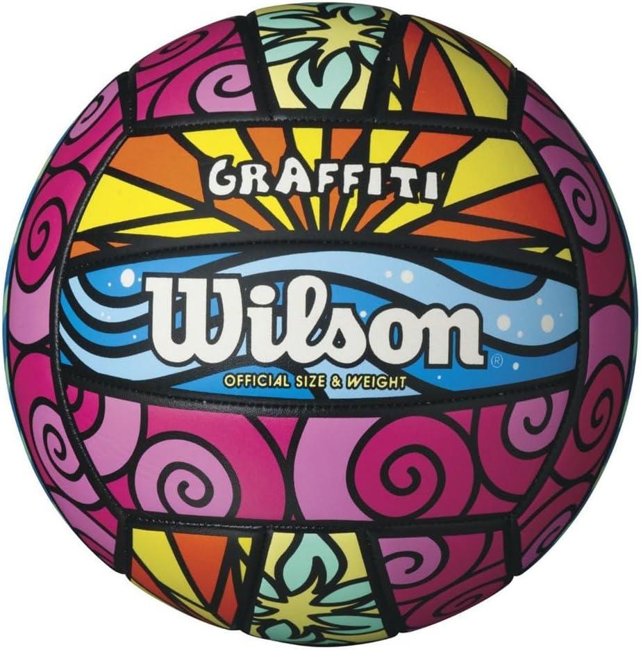 Wilson Baln de voleibol recreativo al aire libre, tamao oficial (Azul/Amarillo/Naranja/Rosa)