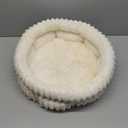 BALANCE Cat Bed Kitten Bed, Washable Round Cat Beds for Indoor Cats,Super Soft Plush Faux Fur Pet Bed for Puppy and Kitten with Anti-Slip Bottom (20.0"L x 20.0"W x 8"Th, Winter White)