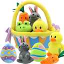 JOYIN 7 PCS Easter Basket Stuffers Playset Plush Bunny Chick Frog Carrot Egg Toys Party Favors Easter Decorations Party Gifts Supplies, Original Style Plush Baby, Girls Boys Toddler Kids of All Ages