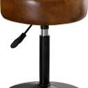 LUE BONA Adjustable Vanity Stool, 360Swivel Vanity Chair for Makeup Room, Brown Stool Chair for Vanity, Small Faux Leather Vanity Stools for Bathroom, Living Room