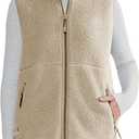 Hixiaohe Sherpa Fleece Vest for Women Trendy Warm Sleeveless Vests Jacket Lightweight Zip Coats with Pockets Fall Outerwear (Large, Khaki)