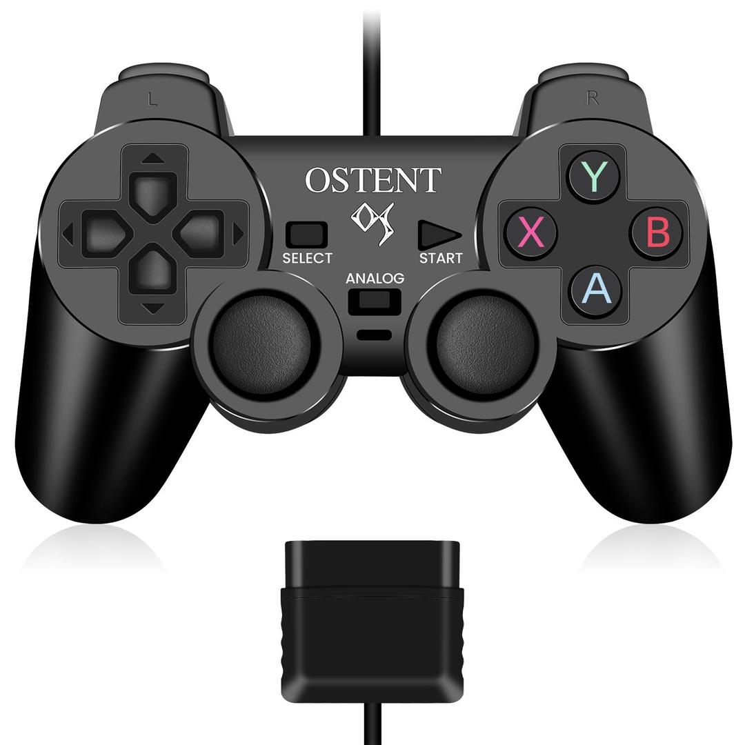 OSTENT Wired Analog Controller Gamepad Joystick Joypad for Sony Playstation PS2 PS1 PS One PSX Console Dual Shock Vibration Video Games