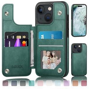 DJDUCK Designed for iPhone 15 Case Wallet with Card Holder, [Magnetic Clasp Cover] [RFID Blocking Leather Protection] Shockproof Women Men Cases 6.1 Inch for Apple 15 Sea Green