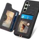 for Samsung Galaxy S24 FE Case with Card Holder for Woman Man,PU Leather Flip Folio Wallet Case,RFID Blocking Ring Holder Kickstand Wrist Strap Magnetic Protective Cover for Galaxy S24 FE Black