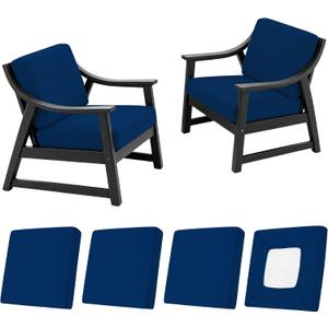 NettyPro Stretch Patio Chair Seat Cushion Covers Set of 4, Elastic Outdoor Cushion Slipcover Replacements for Most Couch Sofa Chairs, Washable Reusable Furniture Protectors, Royal Blue