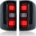 Restyle LED Tail Lights for 2014-2019 Chevy Silverado 1500/2500/3500 & 2015-2019 GMC Sierra 2500/3500 | Factory 3-Bulb Housing Only | Driver and Passenger Pair (Stealth Aggressor Edition)