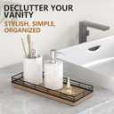 Bathroom Tray for Counter Top Organizer Acacia Wood Vanity Tray with Metal Frame for Dresser, Kitchen, Nightstand Black & Acacia Decorative Storage