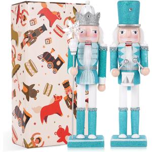 12" Christmas Decorations Nutcracker Ornaments,Traditional Wooden Nutcracker Figures Soldier,Festive Collectible Christmas Nutcracker Doll Gift forTable Desktop Fireplace2 PCS