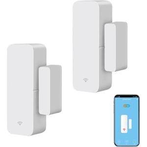 WiFi Door Sensor Window Detector: Smart Window Contact Sensor, Wireless Magnetic Door Open Detector with Free Notification Alerts, Compatible with Alexa Google Assistant (2-Pack)