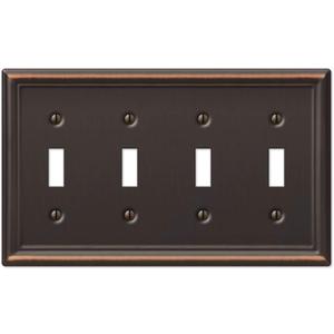 Amerelle 149T4DB Chelsea Wallplate, 4 Toggle, Steel, Aged Bronze, 1-Pack