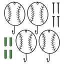 Kuabiz 4 Pcs Basketball Room Decor Vintage Sports Wall Hooks Decorative Basketball Metal Coat Hooks Wall Mounted Sports Theme Bathroom Decor Towel Hanger for Home Entryway Playroom Hats Keys