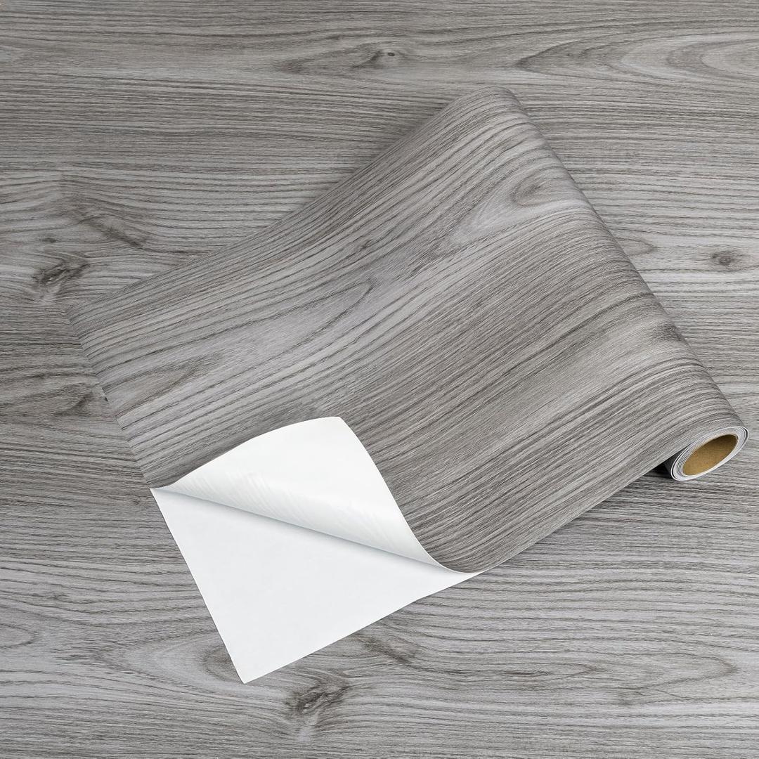 Peel and Stick Floor roll:12 * 118in Vinyl Flooring roll Waterproof,self-Adhesive Floor Tile Sticker for Bathroom/Kitchen/Bedroom/livingroom/Hallway(Grey Wood)