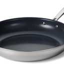 Tramontina Seattle 12-Inch Tri-Ply Clad Stainless Steel Large Frying Pan with Ceramic Non Stick Interior, Induction-Ready Nonstick Skillet, Oven-Safe, Dishwasher-Safe