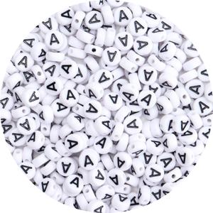 300Pcs Letter A Beads for Bracelets,4x7 mm White Bulk Round Acrylic Alphabet Beads for Jewelry Making DIY Decoration Accessories Stuff