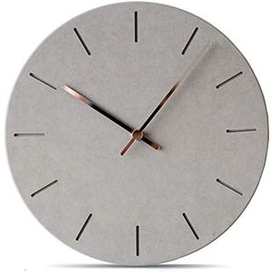 Stephanie Imports Modern Minimalist Concrete Hiding Gray (Numberless Dial) Silent Wall Clock