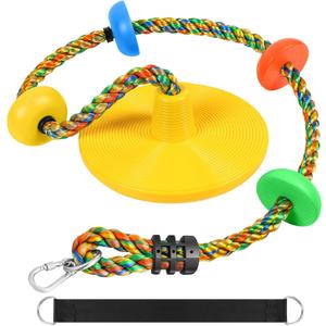 Climbing Rope Tree Swing with Platforms and Disc Swing Seat Set Outdoor Playground Accessories for Kids Including Hanging Strap & Carabiner Rope Swings for Tree Kids Swing Set Accessories