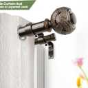 1 Inch Double Curtain Rods 72 to 144 Inches (6 to 12 ft), USFOOK Bronze Drapery Rods for Windows 69 to 140 Inches, Telescoping Dual Curtain Rod with Woven Leaf Finials