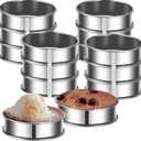 12packs Crumpet Rings 4 Inch English Muffin Rings Stainless Steel Double Rolled Nonstick Metal Round Tart Ring Molds for Cookie Cooking Baking
