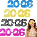 Relaxweex 4 Pcs 2026 Plastic Glasses Happy New Year Eve Glasses for 2026 Graduation Party Favors Glitter Photo Booth Props(Cute Style)