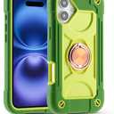MARKILL Compatible with iPhone 16 Plus Case 6.7 Inch with 360 Degree Rotate Ring Stand, Military Grade Drop Protection Full Body Rugged Protective iPhone 16 Plus Case Kids Avocado