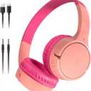 Belkin SoundForm Mini - Wireless Bluetooth Kids Headphones, 30H Battery, 85dB Safe Volume Limit, Built-in Microphone - Toddler On-Ear Earphones for iPhone, iPad, Fire Tablet, Ideal for School - Pink