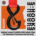 Haccoplanet Ratchet Tie Down Straps, 2340lb Break Strength, 4pc 1inch x 16FT Ratchet Strap Set with Padded Handles & Coated S Hook W/Safety Clip, Cargo Strap Tie-Down for Motorcycle, Truck (Red)