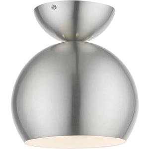 Livex Lighting, 45487-91, Stockton, Globe Semi-Flush, Brushed Nickel