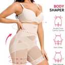 Nebility Tummy Control Shapewear Shorts High Waisted Body Shaper Butt Lifting Panties Thigh Slimmer Girdle (Brown, L)