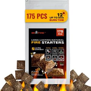 Fire Starter  175 pcs Natural Fire Starters up to 12 Min Burn Time Firestarters for Indoor Fireplace, Campfires & Camping, Wood Stove, Grill